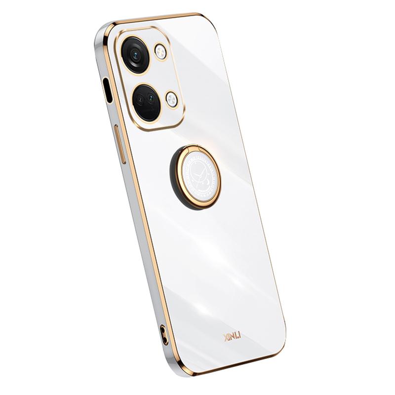 

XINLI For OnePlus Nord 3 5G/Ace 2V Ring Holder Kickstand TPU Case Electroplating Phone Cover White