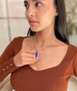 Natural Lapis Lazuli Long Necklace Sterling Silver Feminine Necklace for Women Teardrop Healing Crystal Daily or Occasional Wear Jewelry