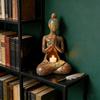 Abstrakte Meditationsskulptur Sitzende Frau Tischornament Zen Kerzenhalter Meditationsraum