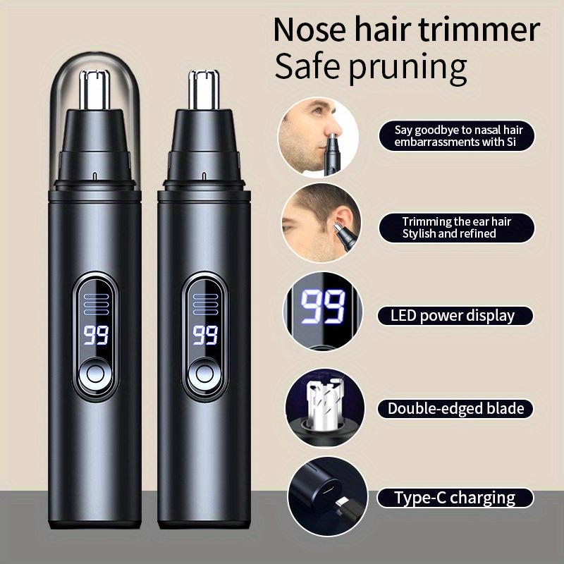 USB Rechargeable Electric Nose Hair Trimmer with LED Display-Painless Facial Hair Removal Device Type-C Charging