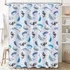Bathroom Decor Watercolor Whale Shower Curtain Waterproof Fabric Bathroom Decoration Modern Style White Blue Tones with Fish Pri