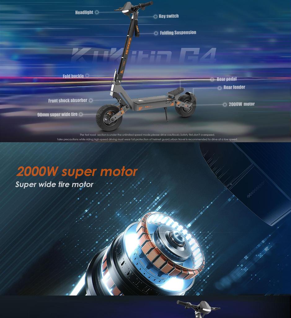 Electric Scooter Adult Kukirin G4 2400W Motor Top Speed 70Km/h Foldable Electric Scooter 60V 20AH Max Range 75Km Load 120Kg