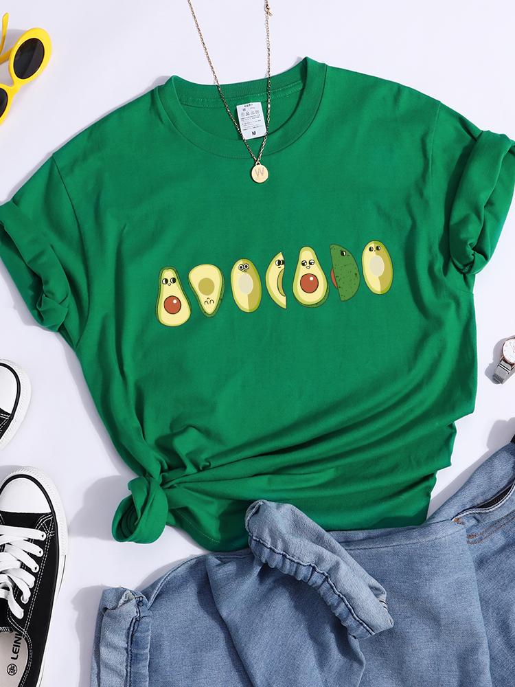 Peeled Avocado Cartoons Printed Womens Tshirts Street Breathable Crop Top Personality Cool Tee Shirt Casual Summer T-Shirt Women