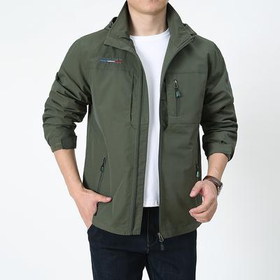Frühlings- und Herbst Herren Jugend Outdoor Freizeitjacke Kapuze Mehrere Taschen Locker Große Größe Jacke Schönheitsjacke