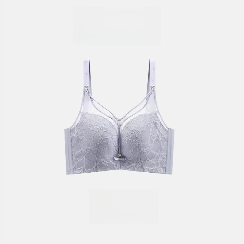 Full Cup Thin Bra Women's Thin Bra Gathered Bra Restrained Breast Anti Sagging and Anti Glare Bra