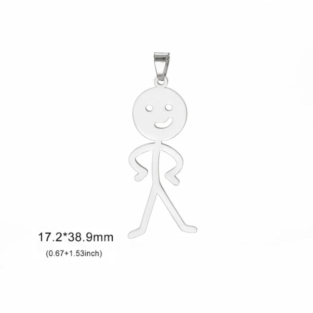 

Teamer Funny Middle Finger Stickman Charms Cute Trendy Stainless Steel DIY Necklace Pendant Fashion Jewelry Wholesale