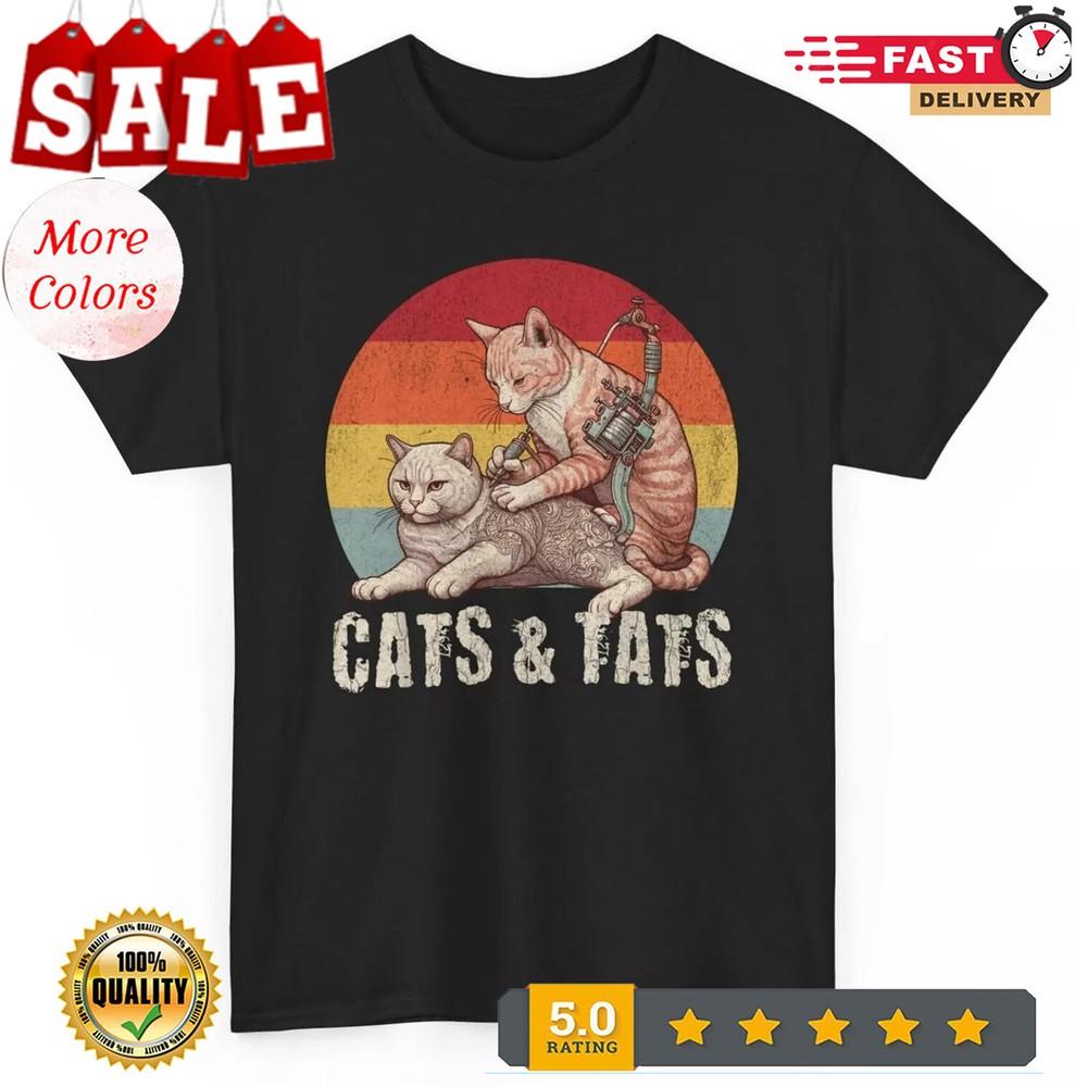 2025/Tattoo Cats Funny T-shirt - Cats and Tats Humorous Men Women Graphic Tee Unisex T-Shirt