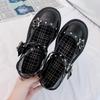 Women High Heels Lolita Shoes Platform Japanese Style Vintage Buckle Strap Mary Janes Women Cross-tied Girls Rivet Casual Shoes