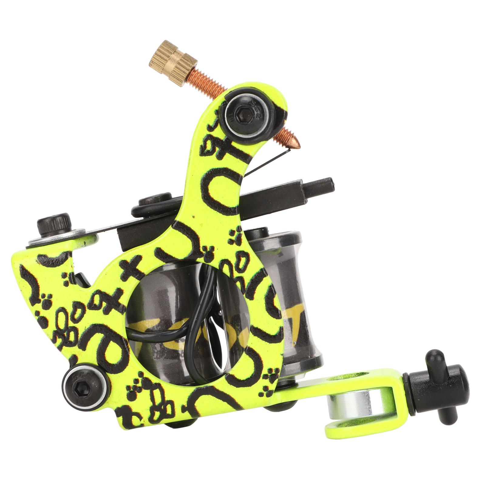 

10 Wraps Coil Tattoo Machine Lemon Yellow Electroplating Iron Frame Liner Tattoo Machine for Novice