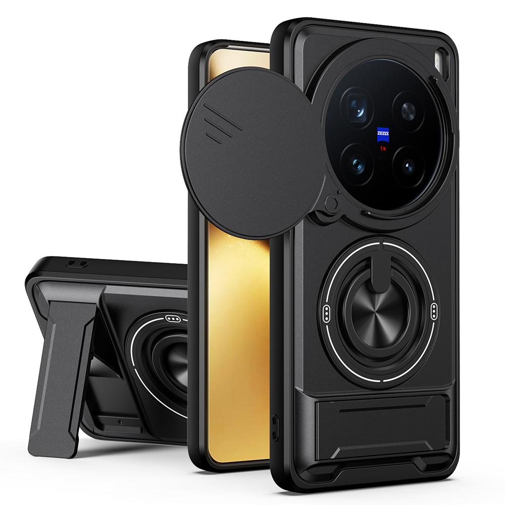 KEYSION Custodia Magnetica per Telefono per VIVO X200 Pro 5G Protezione Fotocamera a Scorrimento Supporto Verticale Anello a 360° Cover Antiurto per VIVO X200
