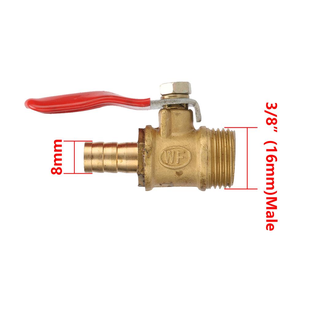 1/8" 1/4" 3/8" 1/2" Außengewinde Messing Kugelhähne 6/8/10/12mm Schlauchtüllen Wasser Öl Luft Gas Kraftstoffleitung Absperr-Kugelhähne