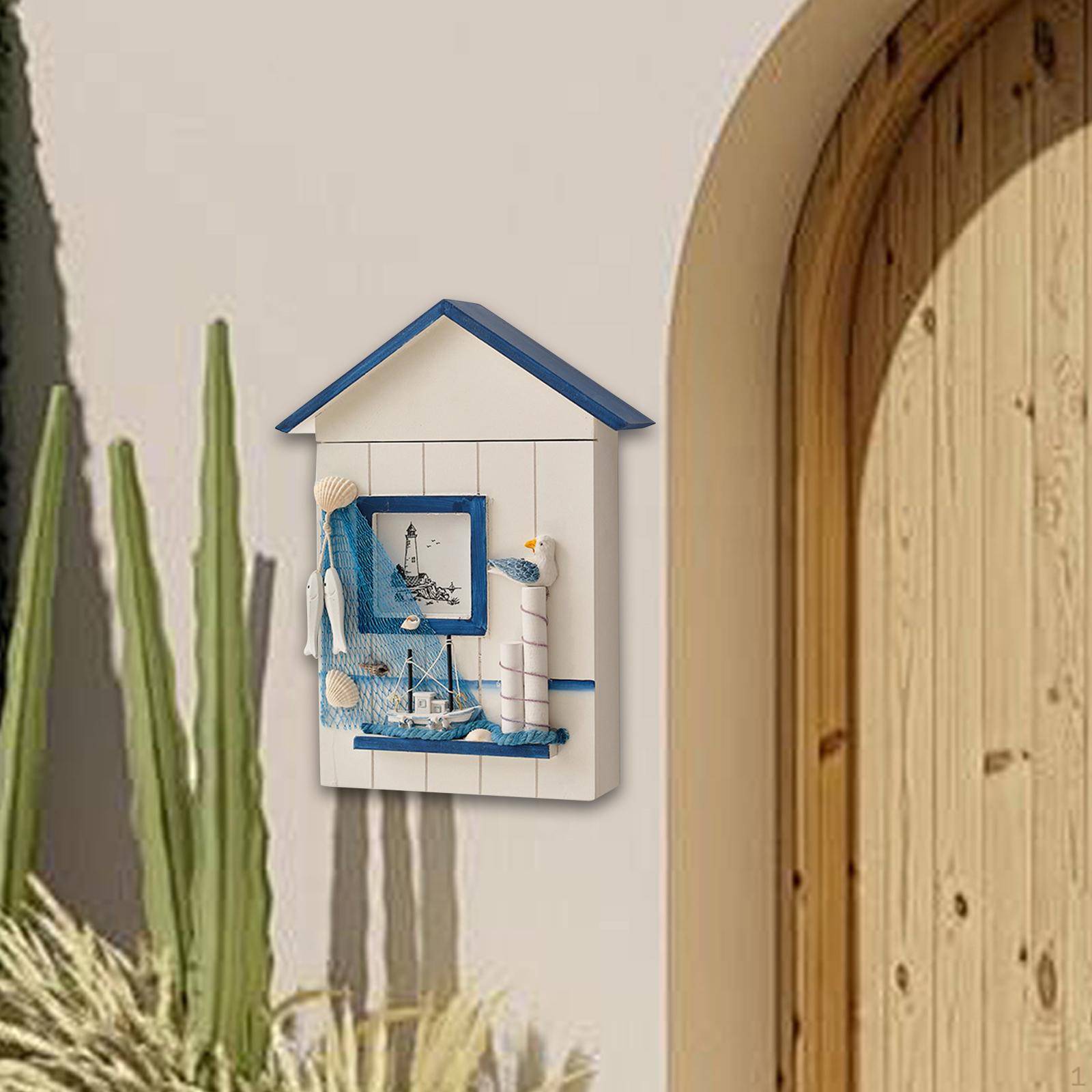 

Coastal Wooden Key Holder with 6 Hooks Handcrafted Entryway Organizer Style B