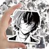 Bungo Stray Dogs svarta och vita klistermärken, 60 st (inte upprepas), vattentät och solskyddsmedel.