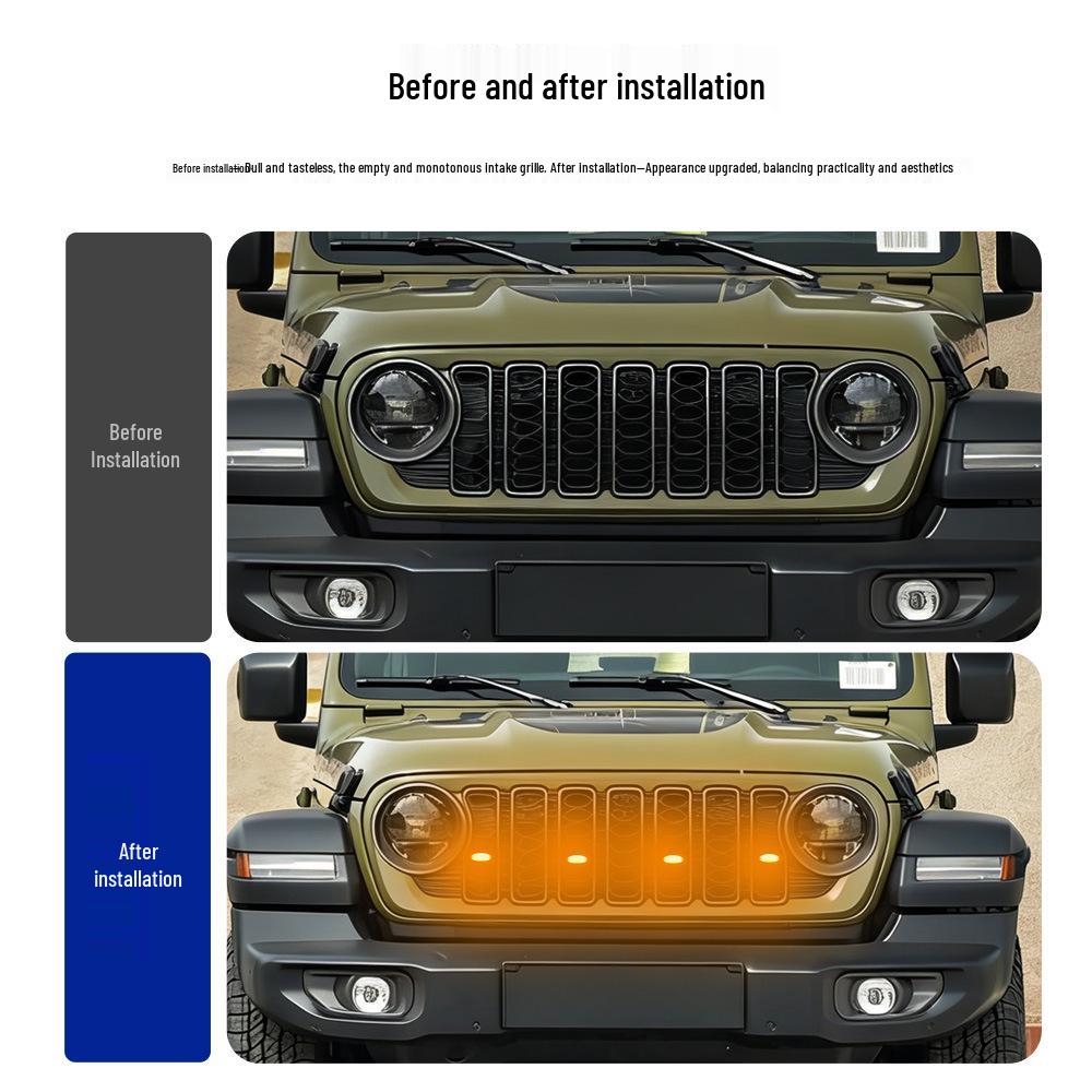 Universal LED Daytime Running Lights: Small Yellow Grille Lights for Pickup Trucks with 4 LED Beads