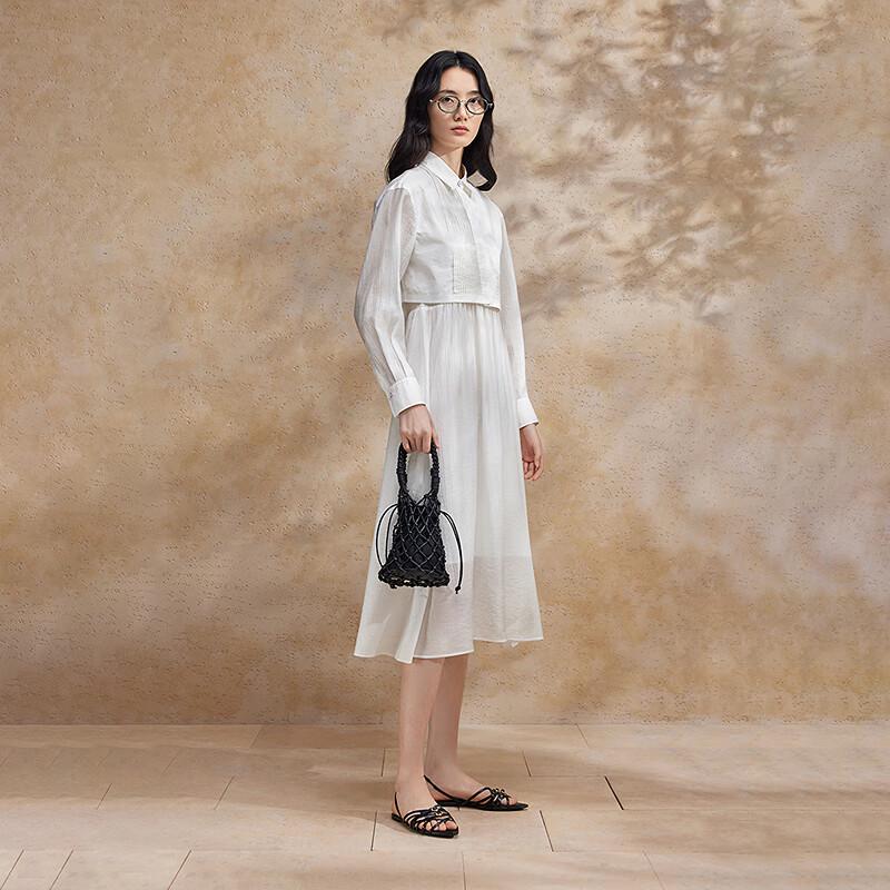 Broadcast Elegant Long Sleeve Shirt & Suspender Midi Dress Set