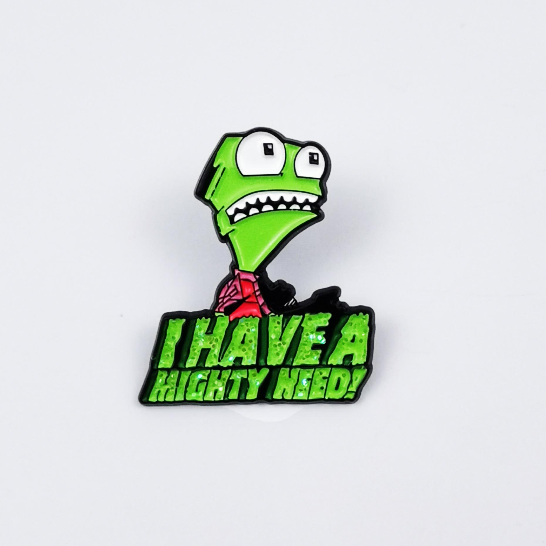 Creative Cute Green Alien Cartoon Brooch: Anime Character Badge & Backpack Metal Ornament