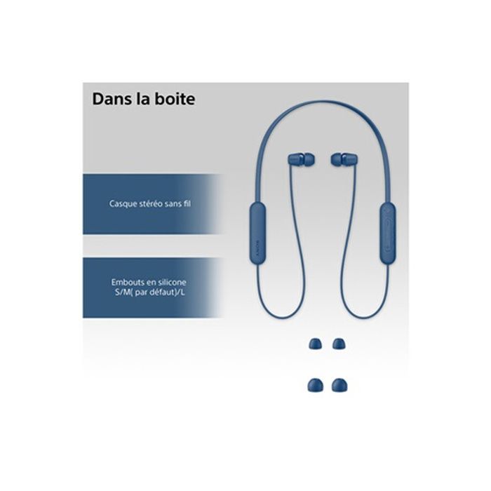 Ecouteurs - sony - wic100 - sans fil - autonomie de 25 heures - intra-auriculaire
