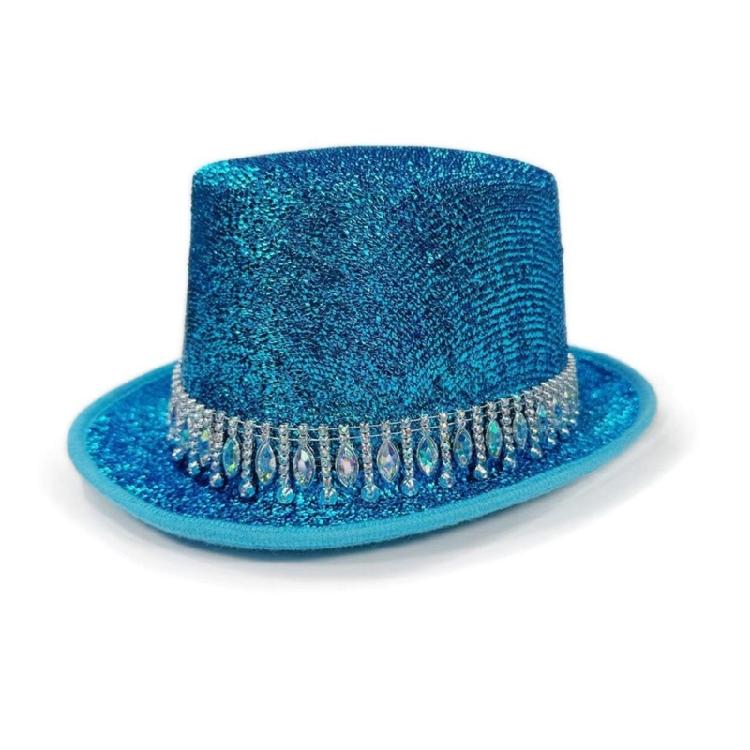 Eye Catching Rhinestones Tall Hat Cosplay Hat Stage Show Hat Halloween Costume Ceremony Hat Evening Party Magicians Hat