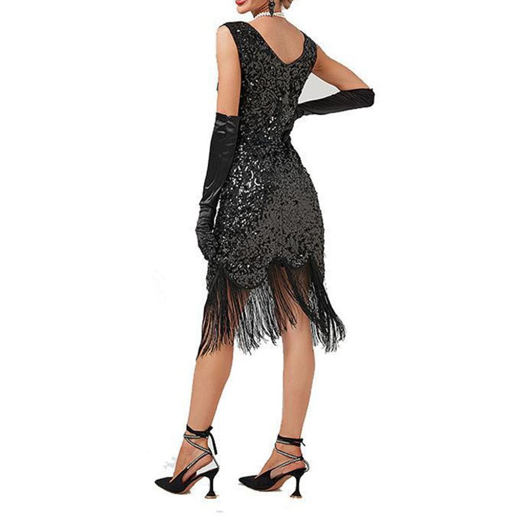 Women's Party Sexy Dress Fashion Color Sequin Fringe Dress