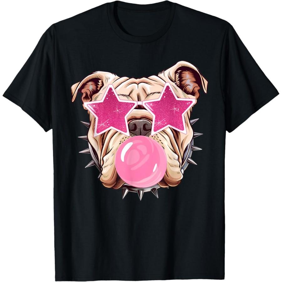 Bulldogs Preppy Mascot Blowing Bubble Bulldogs Mama Girly T-Shirt S