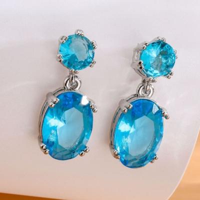 European And American Trendy Sparkling Zircon Oxide Earrings, High End Banquet Fashion Zircon Party Jewelry Long Pendant