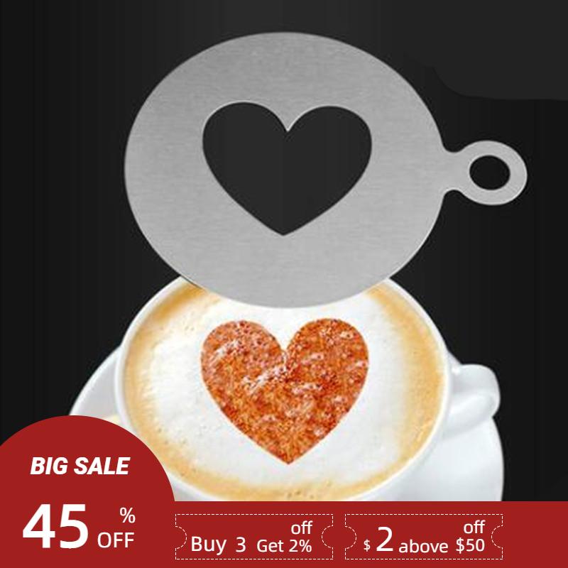Coffee Latte Art Stencils For Drawing Barista Tools Stainless Steel Coffee Accessories Decorating Foam Shape Cake Baking Mold
