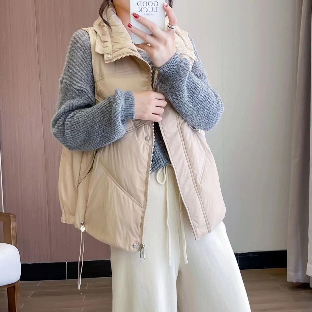 Women's Winter Outer-Wear Down Vest Loose Plus Size Stand Collar Down Waistcoat Gilet
