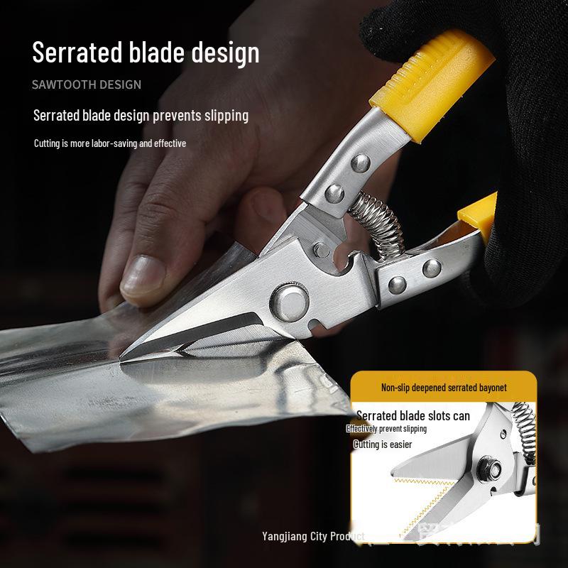Heavy Duty Tin Snips - Multifunctional Dragon Bone Shears for PVC, Wire, Ducts, and Steel Strip Cutting