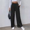 Womens High-Waist Wide-Leg Knit Pants With Elastic Waistband Casual Loose Fit Trousers 2025