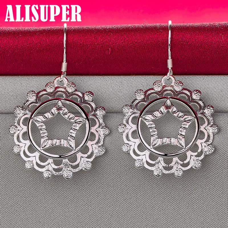 Bijuterii cercei cu stele rotunde din argint 925