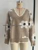Women's Faux Mink Jacquard Lace Collar Knit Pullover Sweater for Autumn/Winter