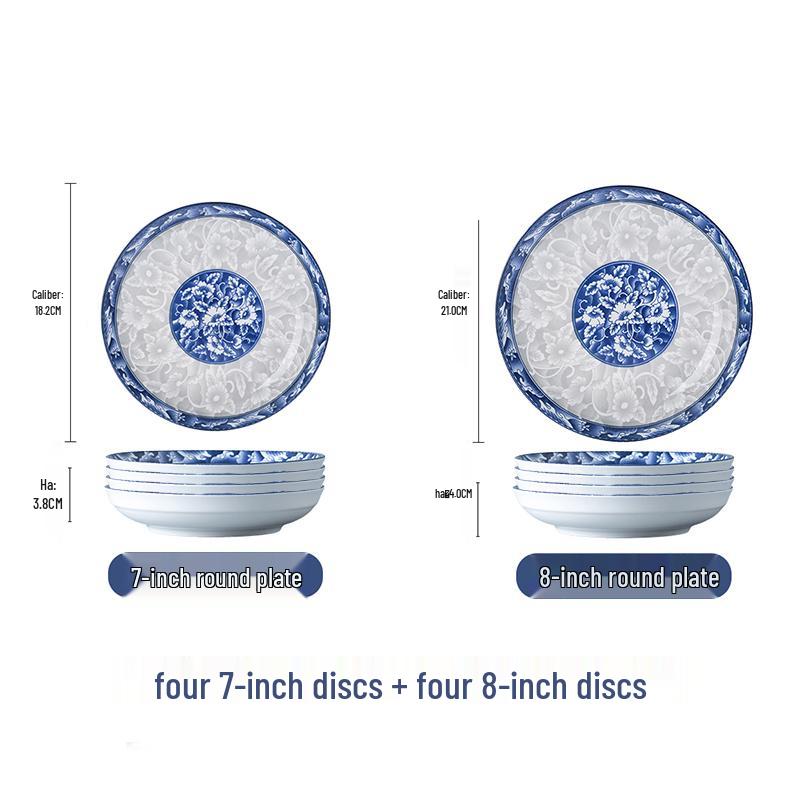Blau-Weißes Ruyi-Quadrat-Porzellanteller - Ideal für Mahlzeiten, Obst, Gedämpfte & Gebackene Gerichte