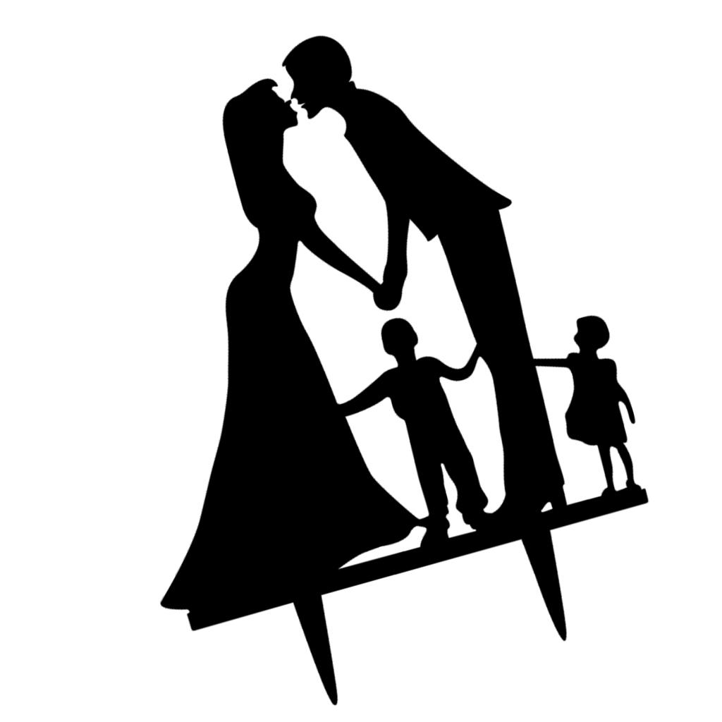 Acrylique noir mariée et marié avec enfants famille Silhouette décoration  de gâteau de mariage acheter à prix bas — livraison gratuite, avis réels  avec des photos — Joom, image size:1024x1024