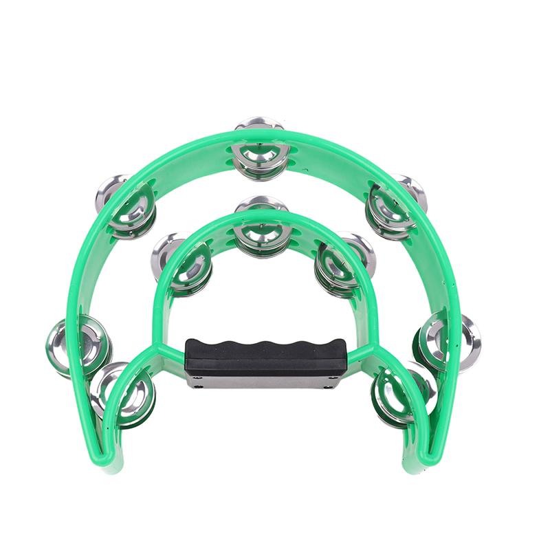 

Hand Bell Double Row Rattle Orff Tambourine Double Layer Hand Bell Drum Percussion Instrument Handle Jingle Bell Educational Toy зелёный