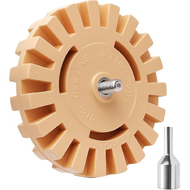 Eraser Wheel for Drill, Sticker Remover Tool for Automotive Car Sticker, Vinyl, Rv, with Plastic Scraper, Scraper Tool, Serrated&Solid Eraser Wheel -