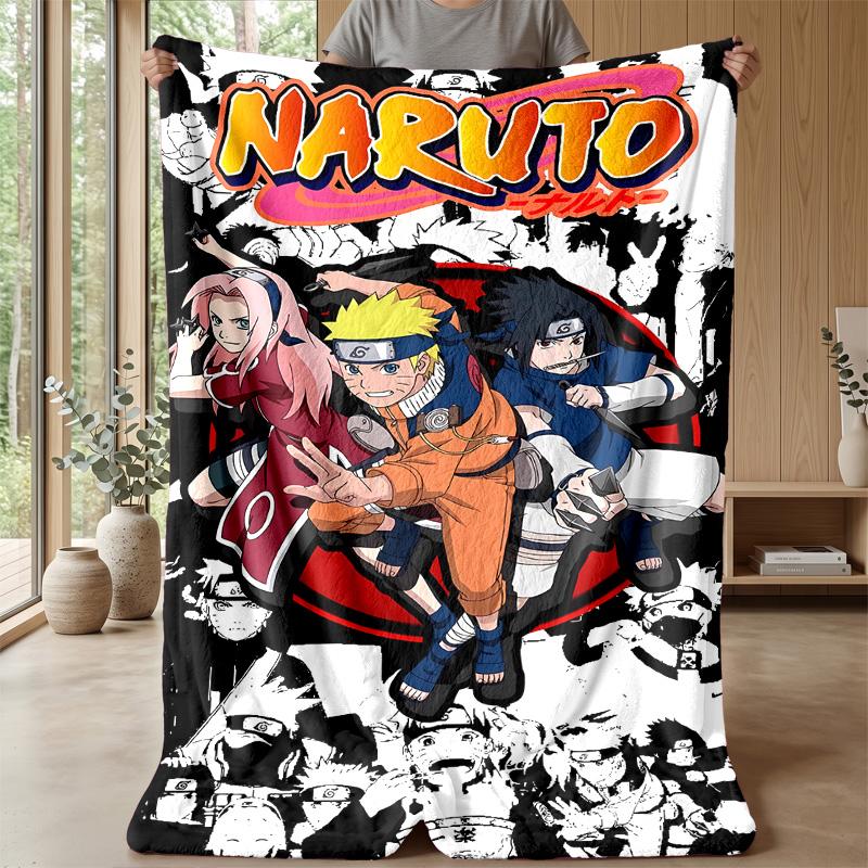 Naruto Printed Flannel Blanket Skin Friendly Warm Decorative Throw for Indoor Couch Bed Daily Use