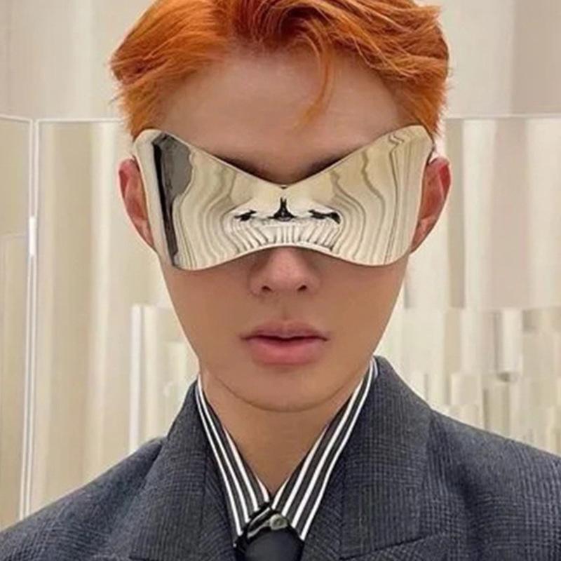 Y2K Wrap Around Glasses For Women Men Futuristic Mirrored Lens Fashion Rimless Sun Shades For Cycling Beach Party