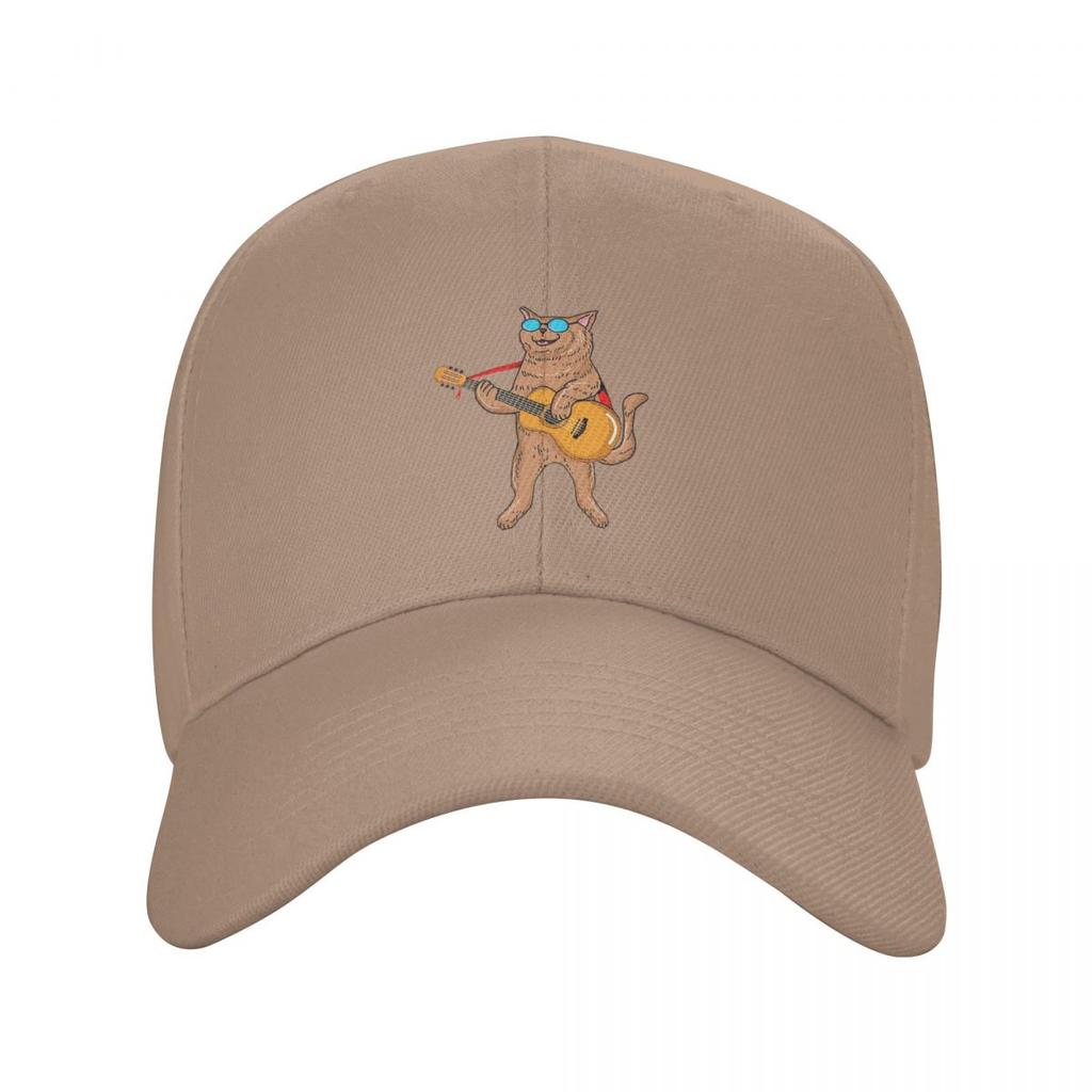Rock Cat Playing Guitar Cartoon Guitar Cat Baseball Caps Snapback Men Women Hats Adjustable Cap Hip Hop Baseball Hat Casquette