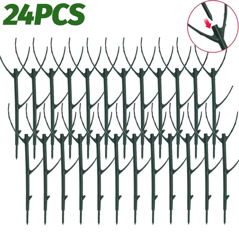 3/24PCS Twig Plant Support Brackets Stackable Green Plants Growth Stakes Detachable Monstera Climbing Stakes for Indoor Outdoor