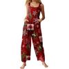 Womens Casual Overalls Jumpsuits Adjustable Straps Sleeveless Print Comfy Rompers With Pocket