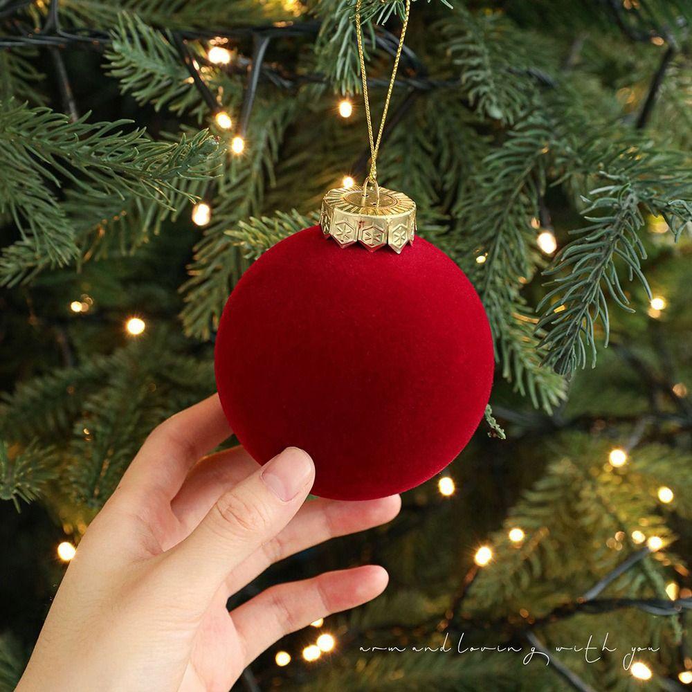 6pcs Set 8CM Size Christmas Ball Decoration Plastic Velvet Balls Party Wedding Gifts Christmas Tree Pendant Flock Colored