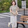 2026 Summer Fashion Plus Size Two-Piece Suit: Short Sleeve T-shirt & Pants for Stylish Middle-Aged and Elderly Moms