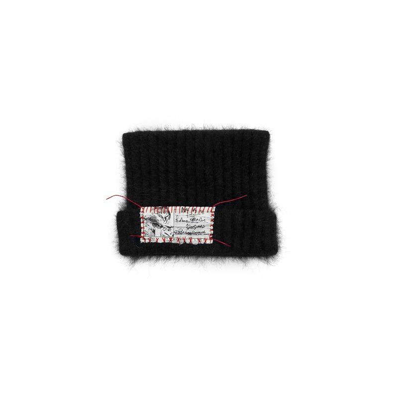 Sweet cat ears, hand-sewn label, solid color knitted hat, autumn and winter fashion versatile warm hat, showing the face, small headhat