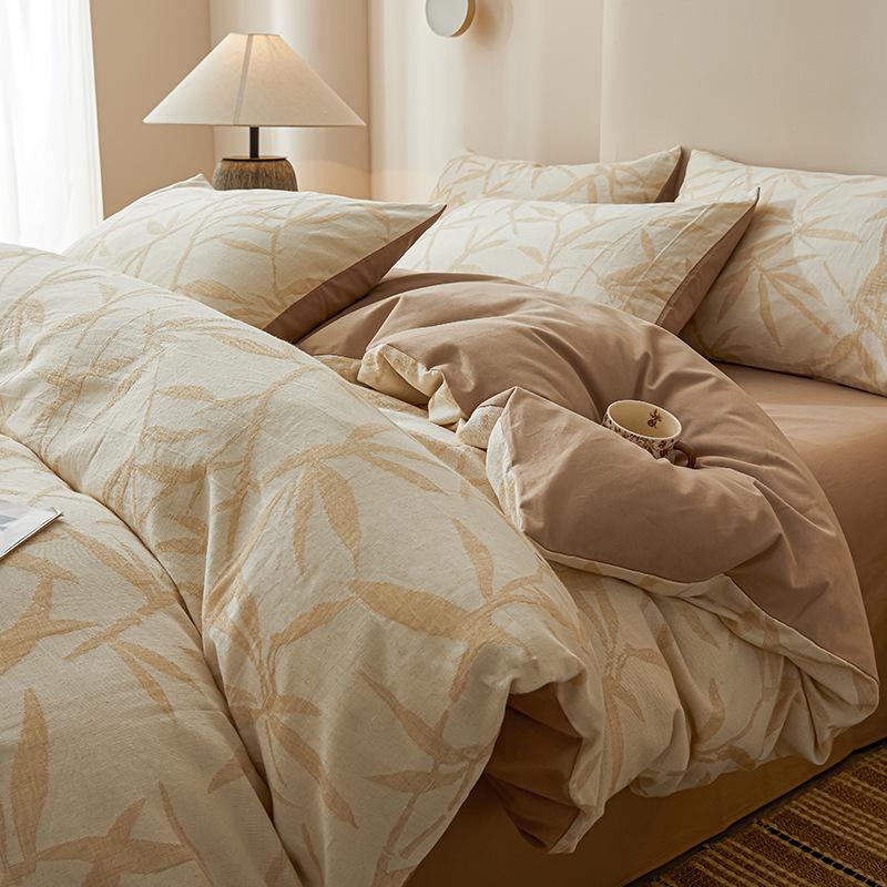 2025 Style Pure Cotton Double Gauze Flannel Bedding Set - Winter Duvet Cover and Bed Sheet, 100% Cotton