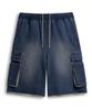 ALYSS Washed Denim Sweat Cargo Bermuda Pants [Dusty Blue]