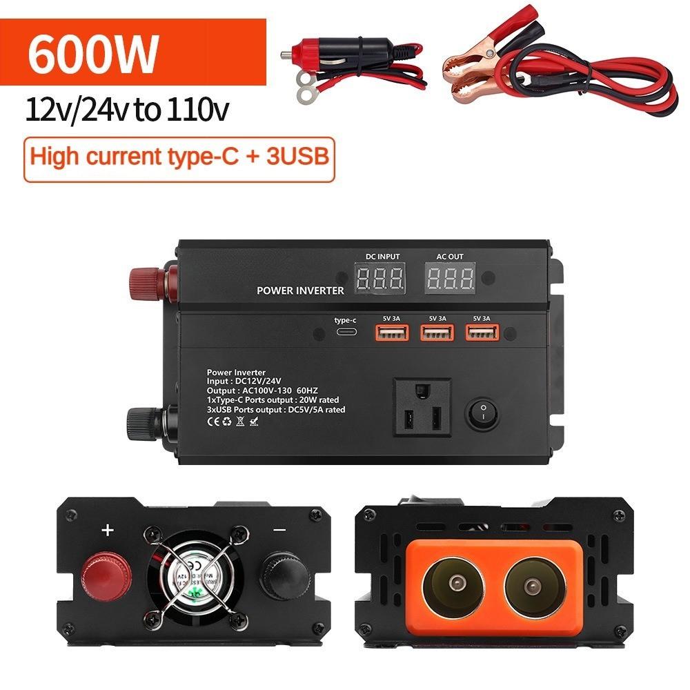 Universal Solar Power Converter Digital Display Voltage Transformer Household LED Portable High Power Car Inverter