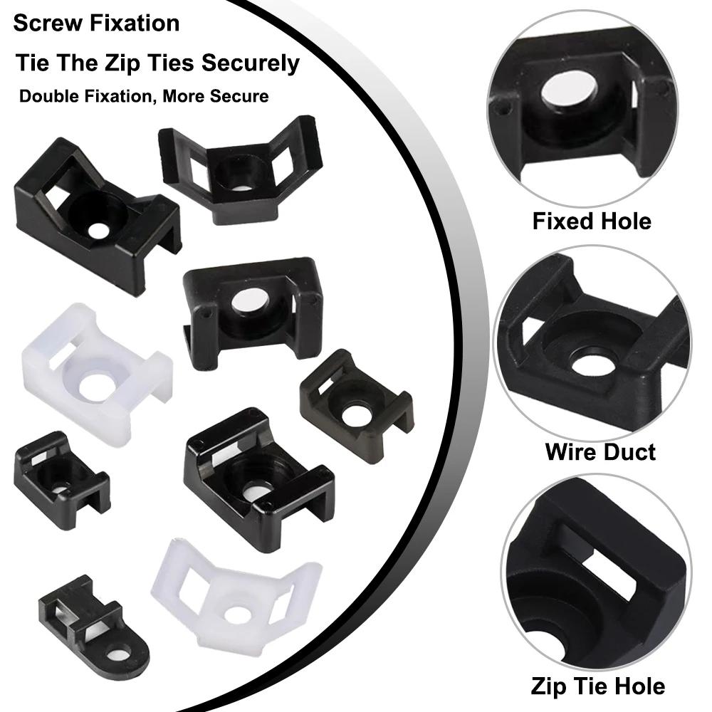 100Pcs Cable Tie Saddle Type Plastic Mount Base Wire Holder Fixing Seat Charging Data Line Winder Nylon HC-0~ HC-7,HC-1S~HC~2S