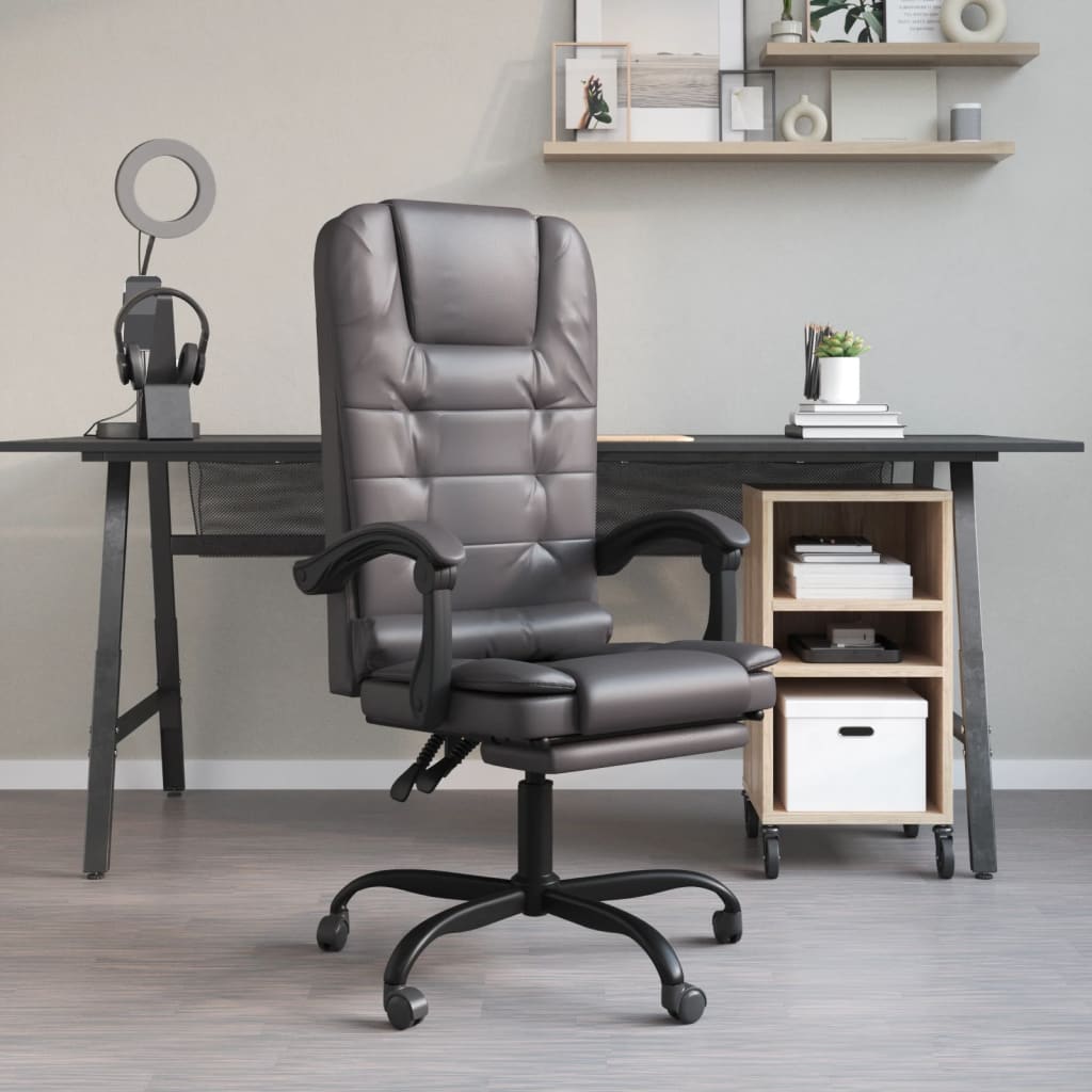 Vidaxl Foldable, Massage Office Chair, Grey, Faux Leather