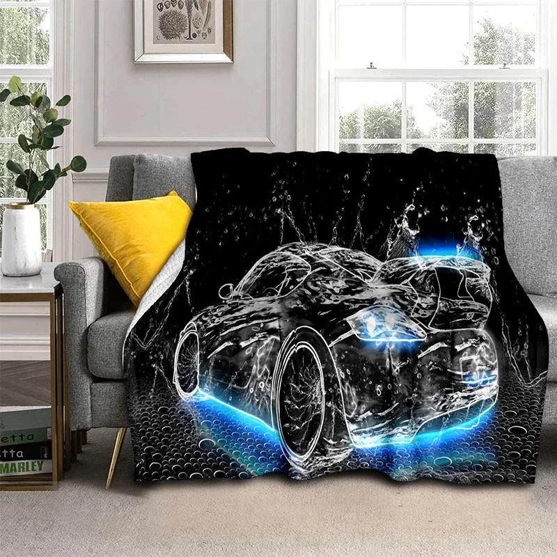 Coperta Cartone Animato Auto Sportiva Futura 3D HD Concept Car, Coperta Morbida da Divano per Casa Camera da Letto Letto Divano Picnic Viaggio Coperta per Bambino