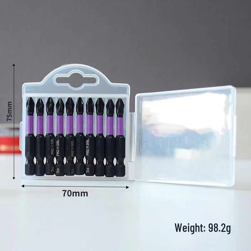 Shock-resistant Magnetic Phillips Screwdriver Bits with Anti-slip Teeth